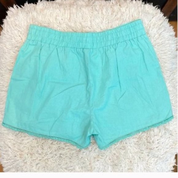 BeBop - Pleated Shorts w/ Pom Fringe + Elastic Back | Seafoam Blue | Large - Picture 4 of 14